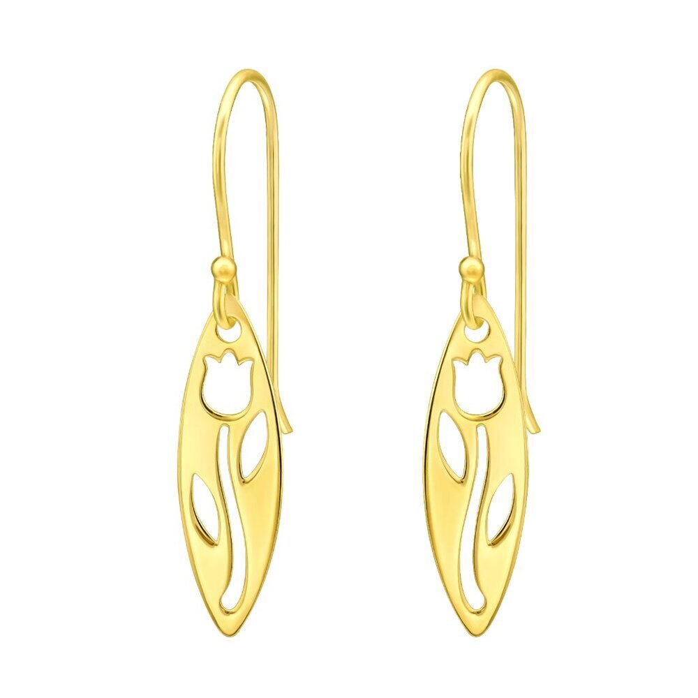 14k Gold Vermeil Laser Cut Tulip Earrings 34$